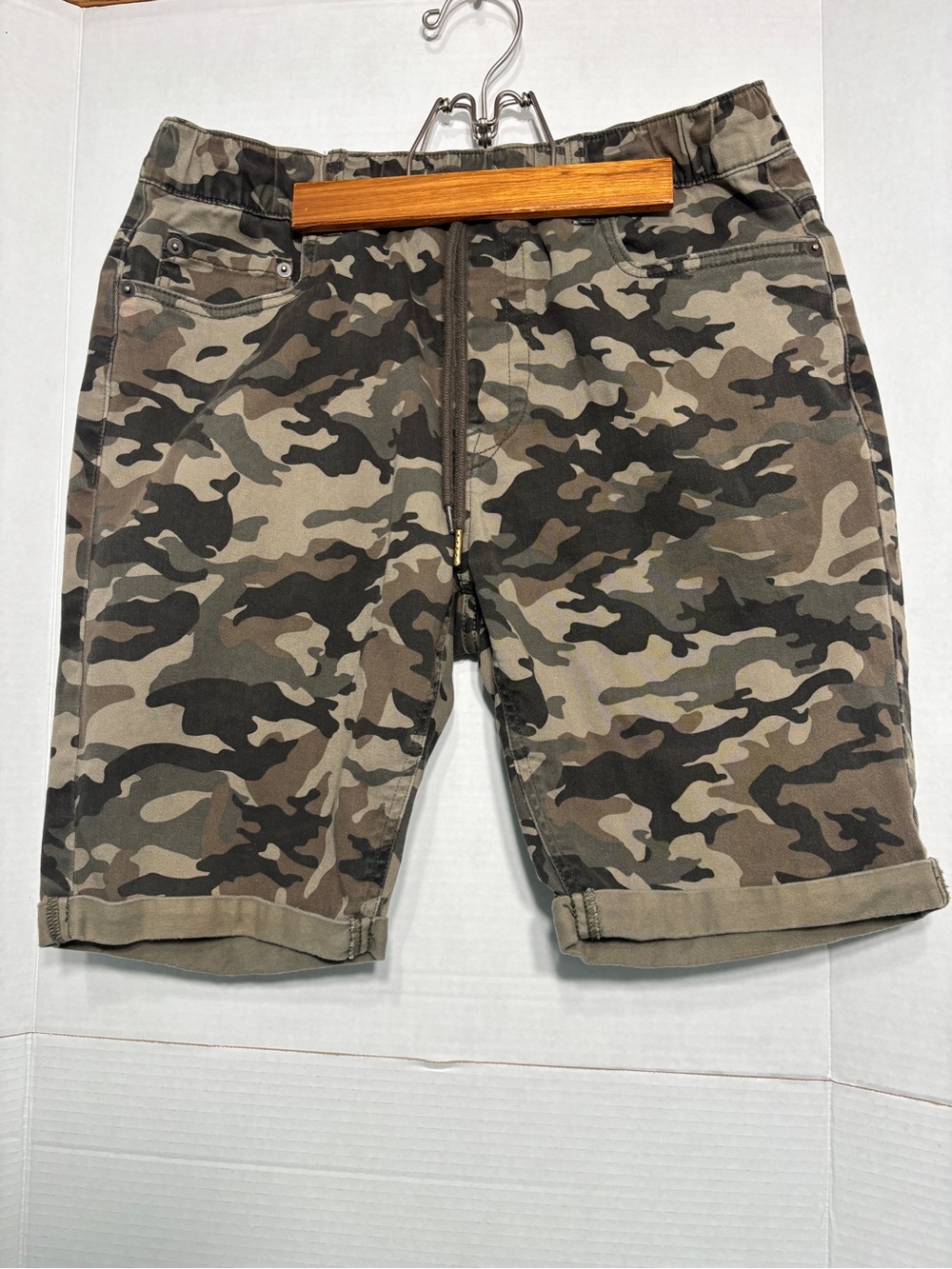 Jeaniologie Men's Camo US32 Drawstring Cotton Jean Shorts Summer Casual Bottoms